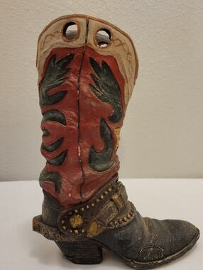 Decorative Red and Black Western Boot Accent - Unbranded